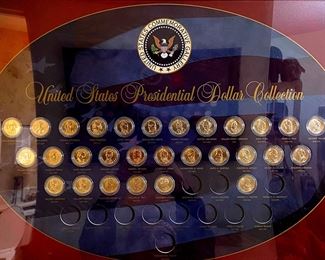 US Presidential Dollar Collection Partial Fill United States 	Frame: 20.25 x 27in	HxWxD

