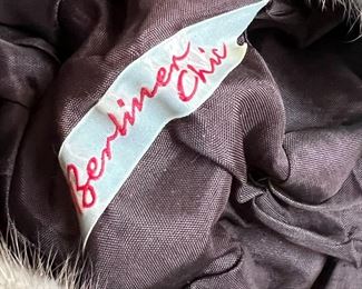 Benhinen Chic Mink Fur Hat	Size unmarked 7in Diameter	
