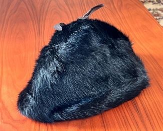 Vintage Black Mink Fur Hat	Size unmarked 7in Diameter	
