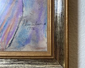 JB.. 1972 Pastel Dog & Woman Portrait JB New Orleans 1972	Frame: 23x19in	
