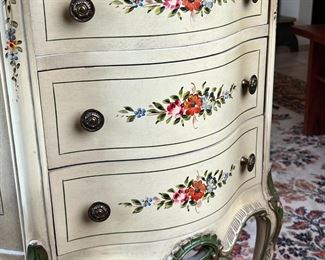 Vintage Italian Venetian Style Hand Painted Floral Marble Top Chest #2	30 x 24.5 x 13.25in	HxWxD
