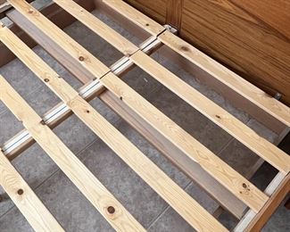 1980s Danish Teak Platform Queen Bed	Frame: 30 x 108 x 85in Mattress:  60 x 80in	HxWxD
