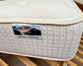 1980s Danish Teak Platform Queen Bed	Frame: 30 x 108 x 85in Mattress:  60 x 80in	HxWxD
