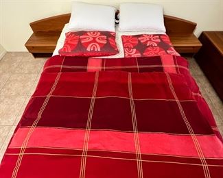 1980s Danish Teak Platform Queen Bed	Frame: 30 x 108 x 85in Mattress:  60 x 80in	HxWxD
