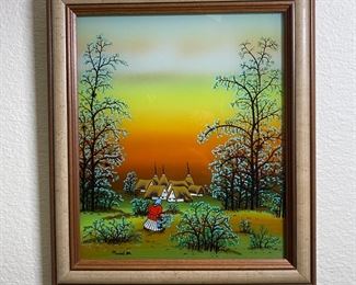Original Art Country Cottage #2 Minić 85 Reverse Glass Painting Folk Art	Frame: 13.25 x 11.5in	
