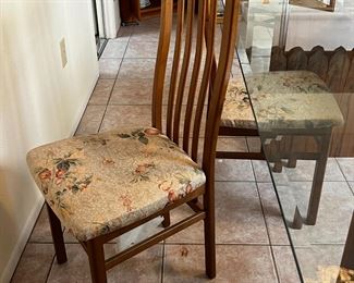 MCM Gustav Gaarde Trekanten Dining Table with 8 Chairs Danish Modern Teak Glass Top	Table: 28 x42 x 84in	HxWxD
