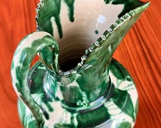 Oaxaca MExico Glazed Pottery Cruet	8.5in H 
