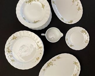 32pc Eschenbach 21041 China Set Green/White Floral Vines, Scallop Edge	32pc	
