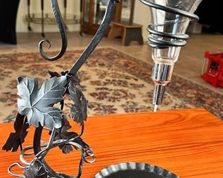 Austrian Chilled Wine Decanter on Wrought Iron Stand		

