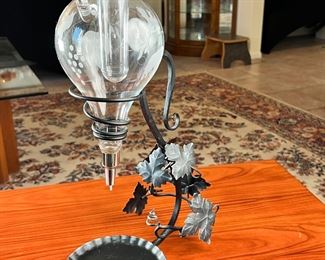 Austrian Chilled Wine Decanter on Wrought Iron Stand		
