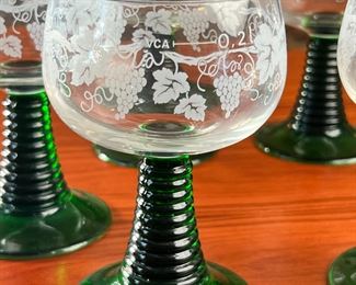 6pc Luminarc Green Beehive Stem French Rhine Wine Glass Set&nbsp; Six pieces	
