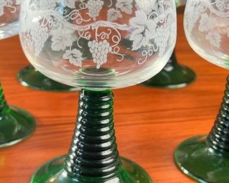 6pc Luminarc Green Beehive Stem French Rhine Wine Glass Set&nbsp; Six pieces	
