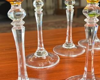 8pc WMF Cristal Cabinet Hock Wine Glasses Green & Amber 8.25" Germany Crystal	Eight pieces	
