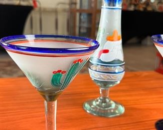 3pc Mexican Southwest Hand Painted Martini Set	Three pieces	
