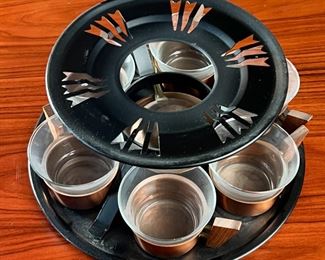 Vintage Hammered Copper Punch Bowl & Cup Set 	7pc	
