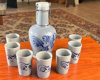 8pc Marzi & Remy MR Weinkrug Liquor Jug & Cups Germany Stoneware 	8pc	
