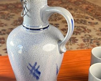 8pc Marzi & Remy MR Weinkrug Liquor Jug & Cups Germany Stoneware 	8pc	
