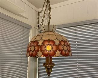 Vintage Capiz Shell Daisy Hanging Swag Lamp Light 	18 x 16in diameter	

