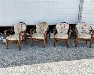 4pc Rattan Bentwood Chairs 35.5 x 30  x 28in	HxWxD

