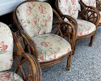4pc Rattan Bentwood Chairs 35.5 x 30  x 28in	HxWxD
