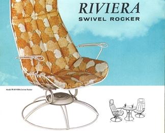 Vintage Homecrest Riviera High-back Swivel Rocker Wire Patio Chair 	40 x 29 x 28in	HxWxD
