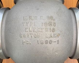 Vintage Railroad W.R.R.S. Co. Type 1880 Electric Switch Lamp 1880–1 13x11x11in	HxWxD

