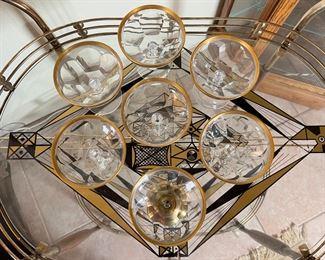 7c Gold Rim Brass Base Chalice	4.5 x 4.5in diameter.	
