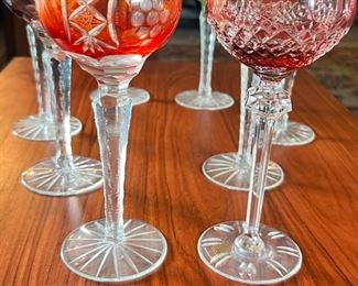 7pc AJKA Marsala Colored Wine Hocks Cut to Clear Glasses	8.5 x 2.75in diameter.	

