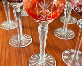 7pc AJKA Marsala Colored Wine Hocks Cut to Clear Glasses	8.5 x 2.75in diameter.	

