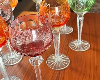 7pc AJKA Marsala Colored Wine Hocks Cut to Clear Glasses	8.5 x 2.75in diameter.	
