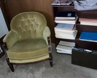 vintage club chairs--green velour