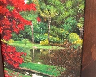 Aziz Mohammed garden painting-oil on boards-signed