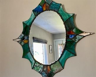 Stainedglass wall mirror.
