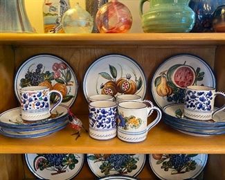 Italian Deruta mugs & Vietri pottery dishes. 