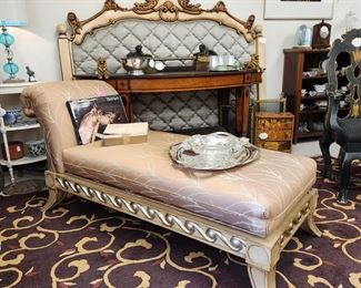 Fainting couch and upholstered king size headboard