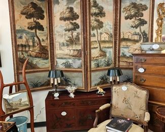 Antique hand painted wall panels