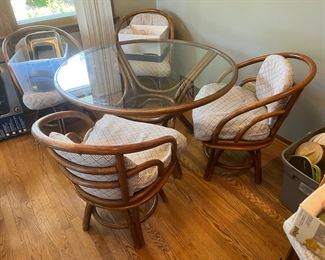 Bamboo/glass table and 4 chairs