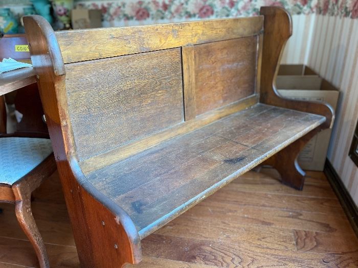 Wood church pew
