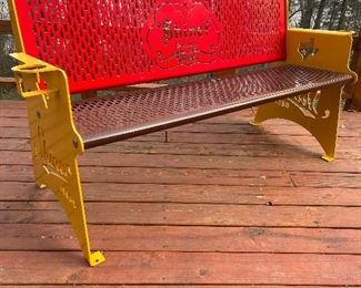 Shiner Beer metal bench