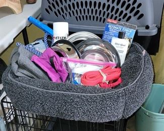 Dog Supplies (kennel, carrier, thunder vest, new stainless bowls and more)