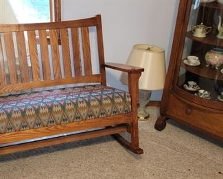 Oak mission style double rocker