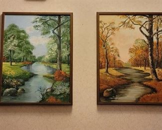 Vintage (1968) "Four Seasons" canvas paintings