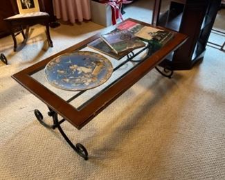 WOOD AND METAL COFFEE TABLE