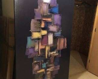 Large Post Modern Painting on Canvas - Purchased at Le Kae Art Gallery