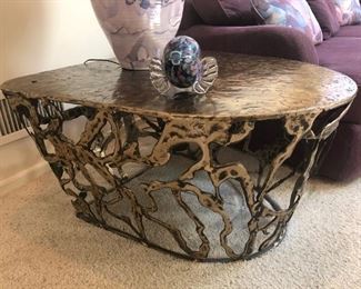 Silas Seandel Bronze Filigree Side Table