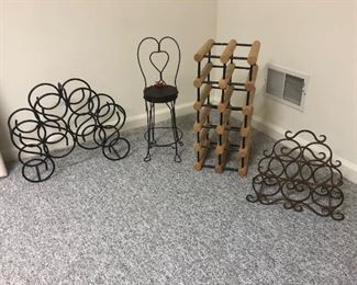 Iron Wine Racks, Doll Chair, Mid Century Modern Wine / Bottle Rack