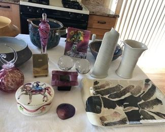 Pottery, Art Glass, Keskinis Enamel Painting