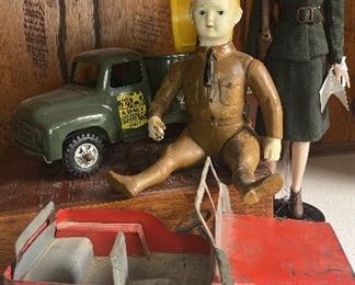 WW1 Composite Doll, USO Gene Barbie Doll, Vintage Jeep