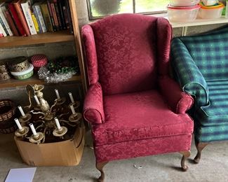 Burgundy Wing Chairs (2)