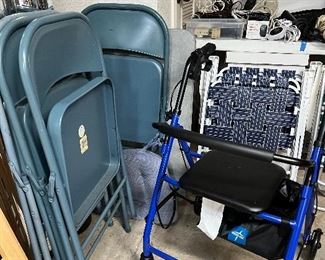 Walker and folding chairs
